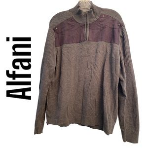 Alfani  Gray Quarter Zip Long Sleeve Pullover Sweater L